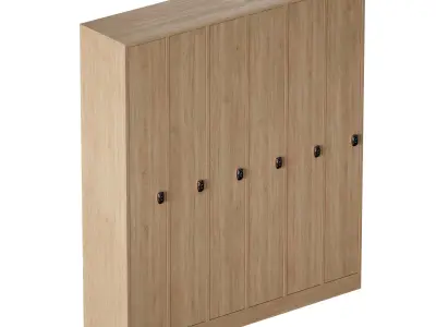 Wooden locker for changing room with electronic lock 3D model