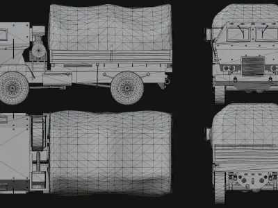Military 4x4 Light Supply Truck Low-poly 3D model