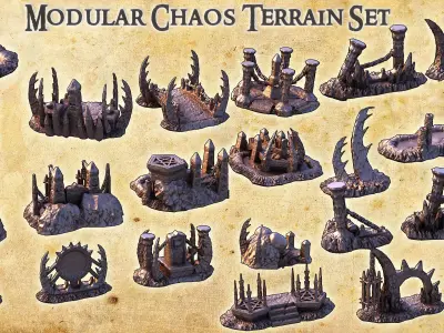 Modular Chaos Terrain Tabletop Terrain 28 MM 3D print model