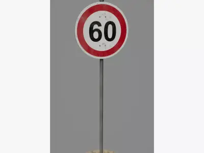 Road Sign 11 - Speed Limit - 60 Low-poly 3D model
