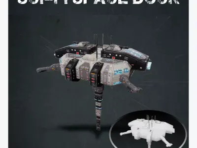 Sci-fi space dock Low-poly 3D model