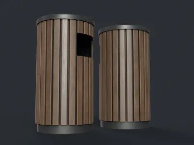 Street Trash Can 41 PBR Game Ready  Low-poly 3D model