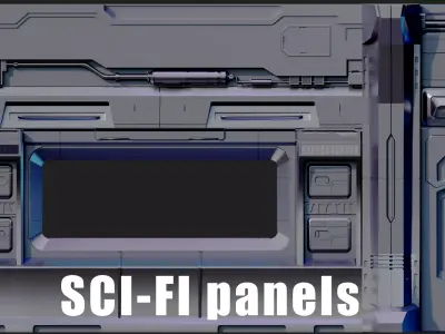 Sci-Fi panels kit Low-poly 3D model