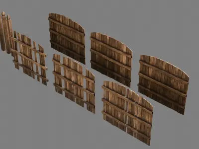 Wooden Fence 4K and 2K Low-poly 3D model