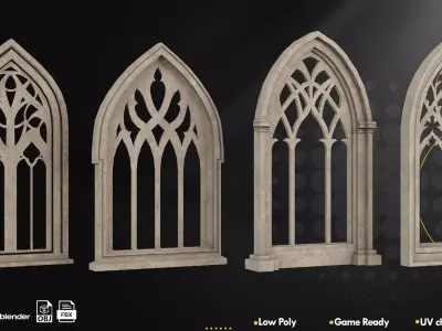 25 Gothic Window Vol1 Low-poly 3D model