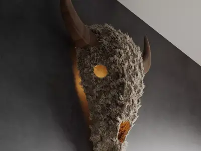 Bison head wall art and light 3D model