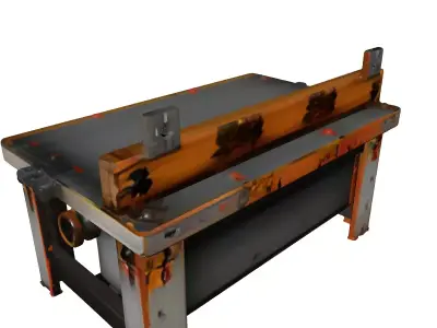 Industrial Wood Metal Workbench Low-poly 3D model