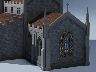 Gothic Church Low-poly 3D model