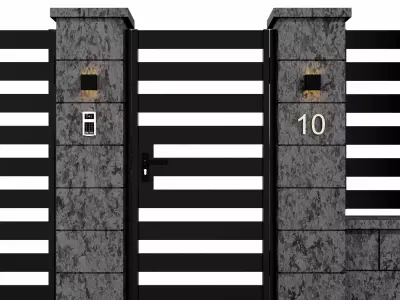 Fence with gate 3D model