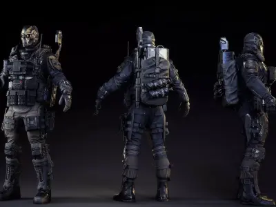 Game Ready Lowpoly  Rigged Soldier Character  Low-poly 3D model