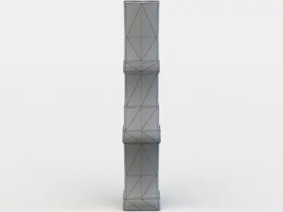 Column tall wooden pole Low-poly 3D model