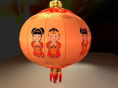 Chinese red lantern Low-poly 3D model