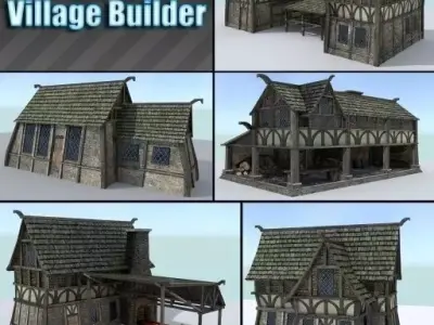Medieval Village Builder Low-poly 3D model