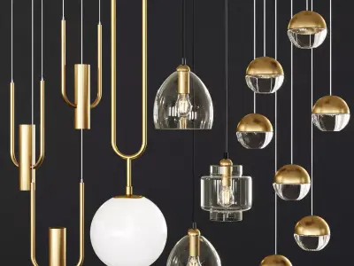 Pendant lights set 043 3D model