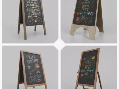 Customizable Versatile Sidewalk Signage 3D Model Pack