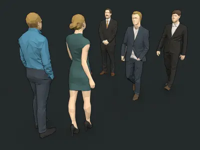 Lowpoly People Colorful Low-poly 3D model
