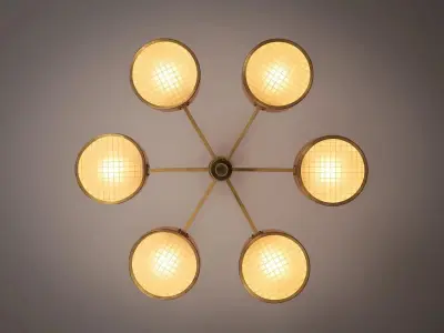 Hans Agne Jakobsson Round Chandelier in Brass 3D model