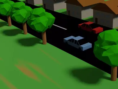 Low poly  Street Bundle with 5 models and 9 Alterations Low-poly 3D model
