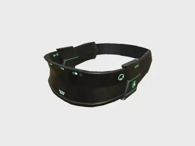 SciFi Glasses C01 Black Green - Character Design Fashion Low-poly 3D model