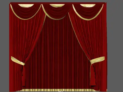 CURTAINS curtain with gold trim Low-poly 3D model