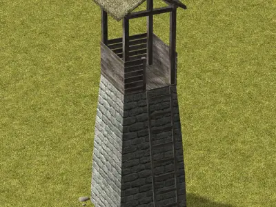 Guard tower 02 low poly Low-poly 3D model