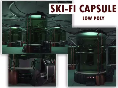 Sci-fi capsule Low-poly 3D model