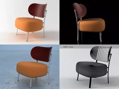 Bistro four different chairs Free 3D model