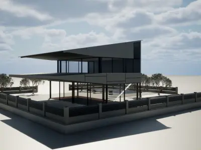 Modern house Low-poly 3D model 18