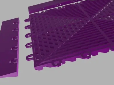 garage flooring plastic tile  encastrable 315x315 con zocalo 3D model