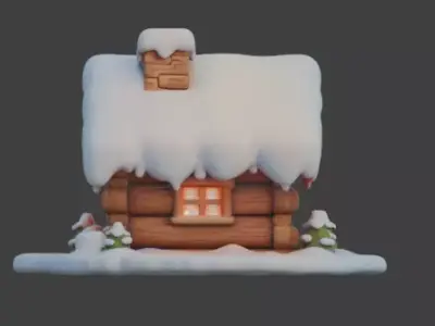 Cartoon Christmas Gingerbread House 3D Model Low-poly 3D model