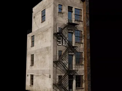 Abandoned Industrial Building Low-poly 3D model