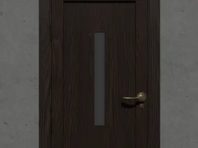 Bedroom door Wood Low-poly 3D model