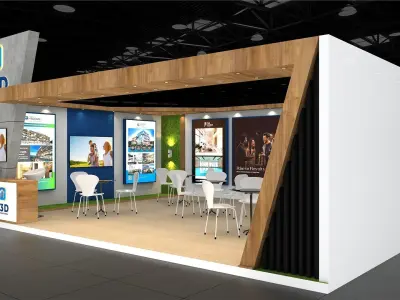 Exhibition Stand Stall One Side Open 8X5 3D model