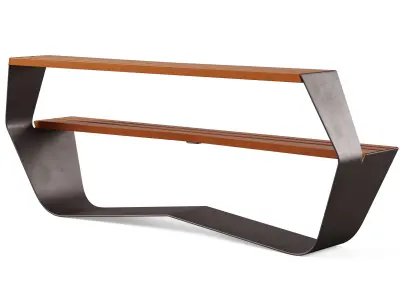 Park benches KARMA with litter bin by Concept urbain 3D model