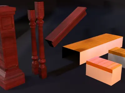 Stair Railing Package Low-poly 3D model