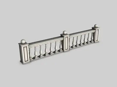 Baluster balcony railing 3D model