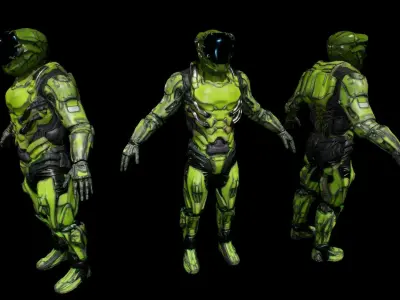 cyborg soldier v3  Low-poly 3D model