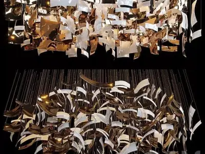 chandelier made of gold and silver paper 3D print model