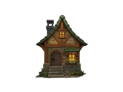 Whimsical Stylized Cottage 3D model