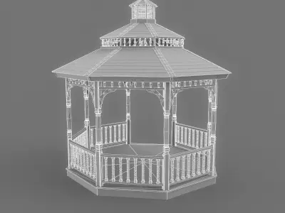 Garden Gazebo White Game Ready  Low-poly 3D model