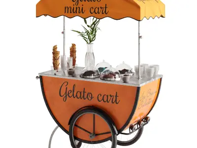 Gelato cart 2 orange 3D model