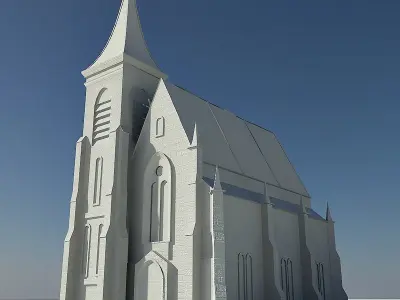 Church with cross on top Low-poly 3D model