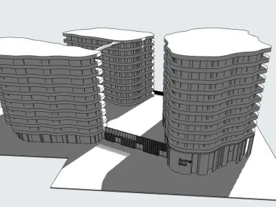 Apartment Building concept  Low-poly  3D model