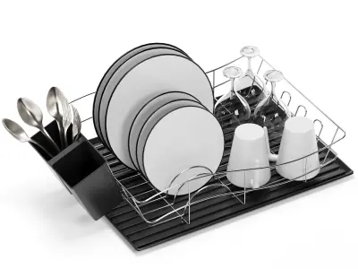 TOWER Essentials Dish Rack With Tray 3D model