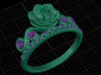 Rose ring with pearl 3D print model