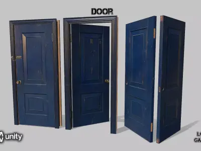 Door blue 02 Low-poly 3D model