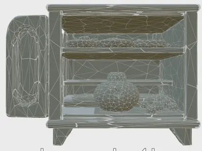 Cartoon Toy Storage Cabinet with Rounded Doors Low-poly 3D model