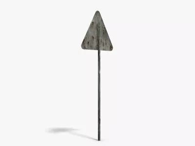 Damaged Wild Animals Sign Low-poly 3D model