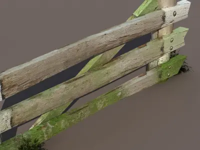 Fence Wood Low Poly 3d Model Low-poly 3D model