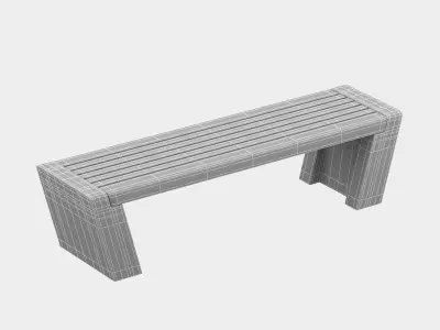 Modern Concrete Wood Bench 3D model